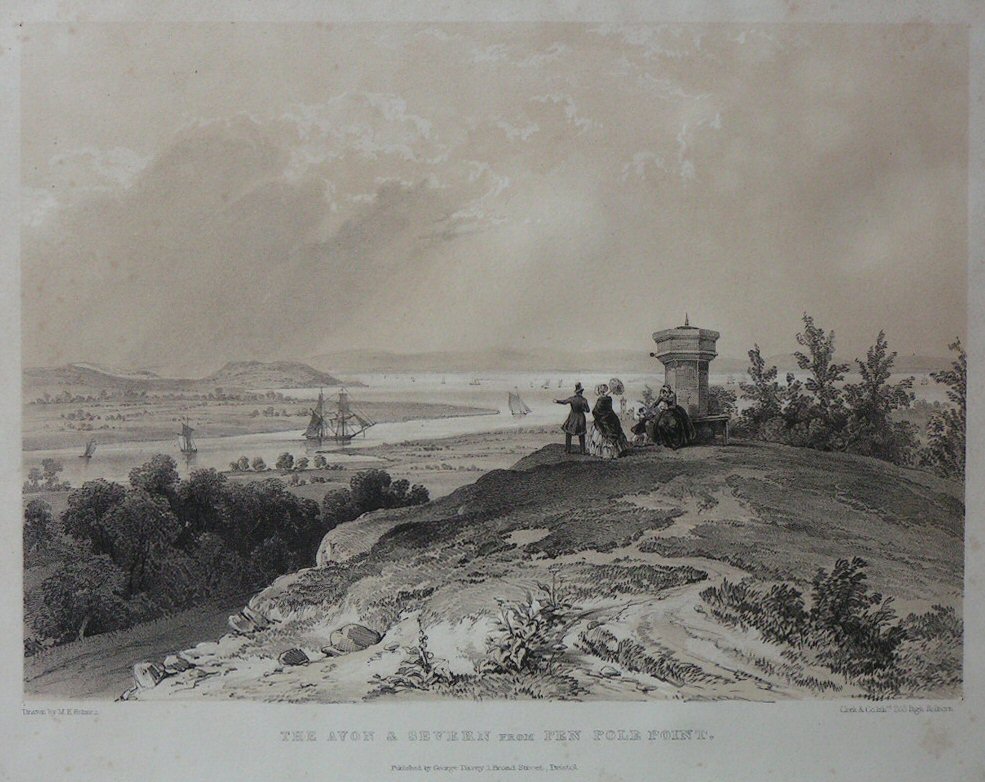 Lithograph - The Avon & Severn from Pen Pole Point. - Clerk